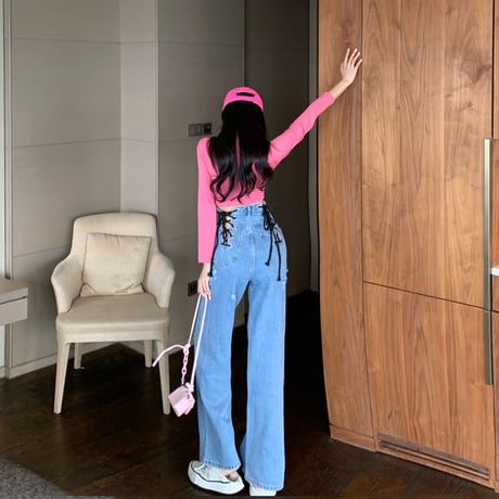 ダブルレースアップ Denim Pants