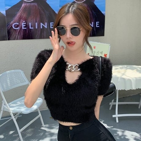 2色 Big Chain Fluffy Top
