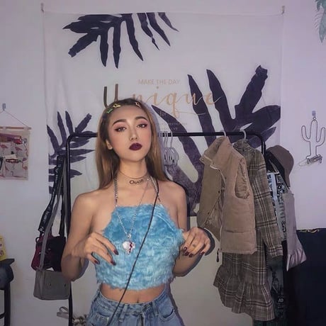 2色 FAUX  FUR ホルターネック