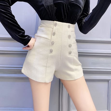 ハイウエスト ツイードパンツ