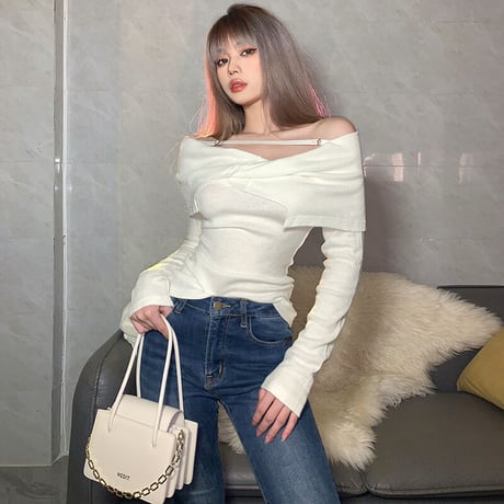 3色 オフショルダー Top