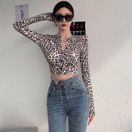 Leopard ボタンダウン Top