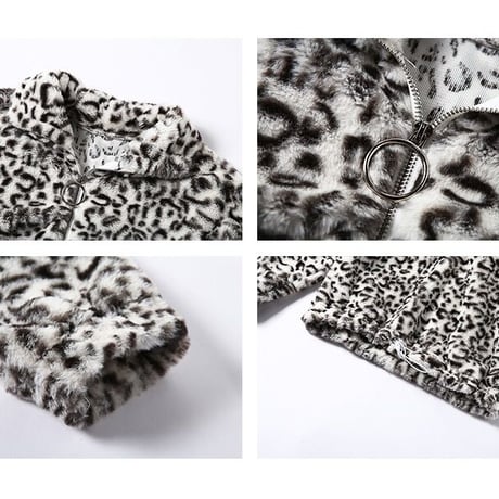 2色 ハーフジップ Leopard Fleece Top