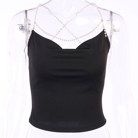2色 パール ストラップ Top