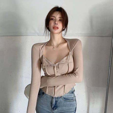 5色 ボタンダウン sexy Top