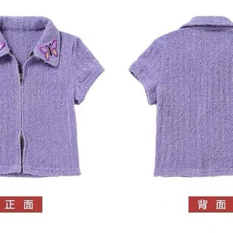 Fuzzy Butterfly ジップアップ Top