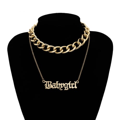 2連 GOLD & SILVER ネックレス レター