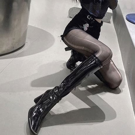 エナメル ロングブーツ
