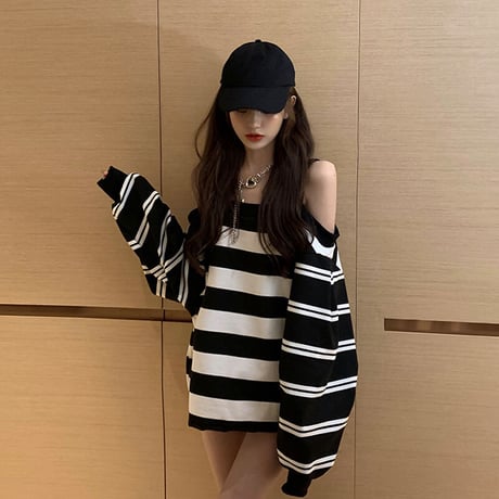 Black & White Stripe Knit Sweater