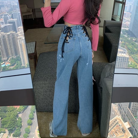 ダブルレースアップ Denim Pants