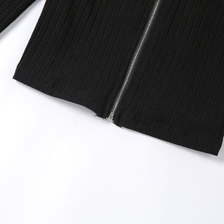 2色 ファー付き ジップアップ Top