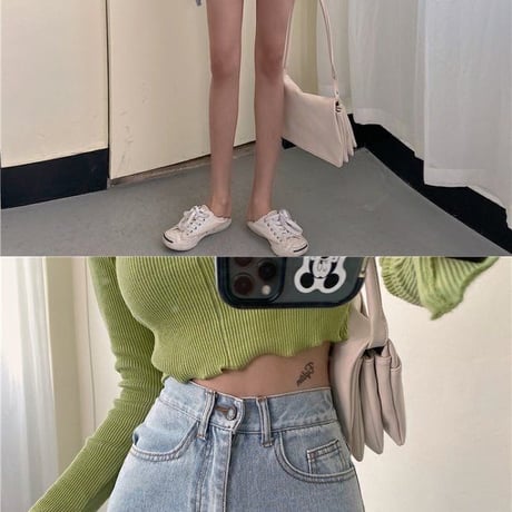 2色 Cut Out 変形 デニムショートパンツ