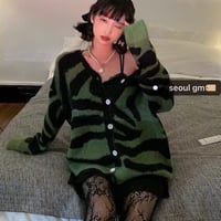 Green Zebra Knit Top