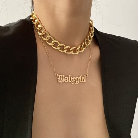 2連 GOLD & SILVER ネックレス レター