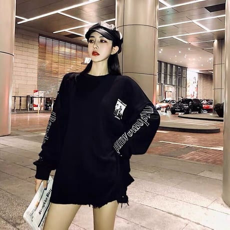 UNISEX Side Print Long Top スエット男女兼用