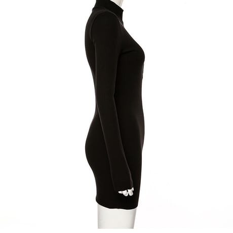 Vネック Zipper ワンピース ドレス