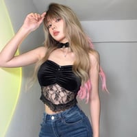 Black Lace Sexy Velvet Top