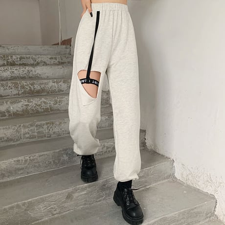 Patch-work Cut out Pants