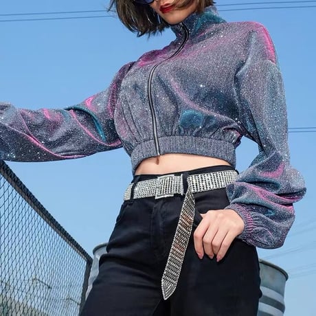Shiny Zipper Top