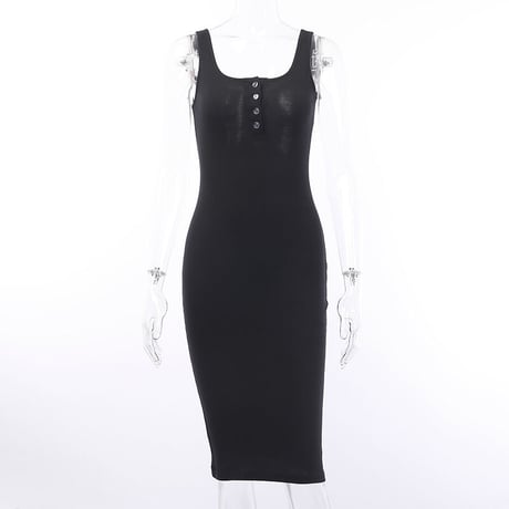 4色 Deep V Dress One-piece