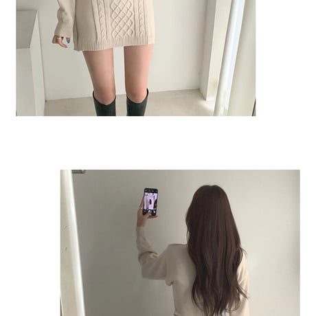3色 Cutting Knit Dress