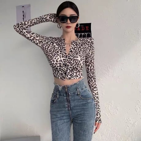 Leopard ボタンダウン Top