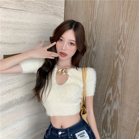 2色 Big Chain Fluffy Top