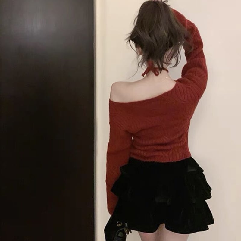 美品✨フォクシー ’19 ニットクロスボートネック ロゴプレート ナチュラル38 美品✨フォクシー '19 ニットクロスボートネック ロゴプレート