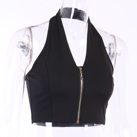 2色 Front Zipper Top
