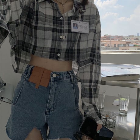 Cropped Plaid シャツ