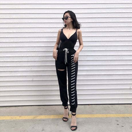 2色 Lace up cut パンツ