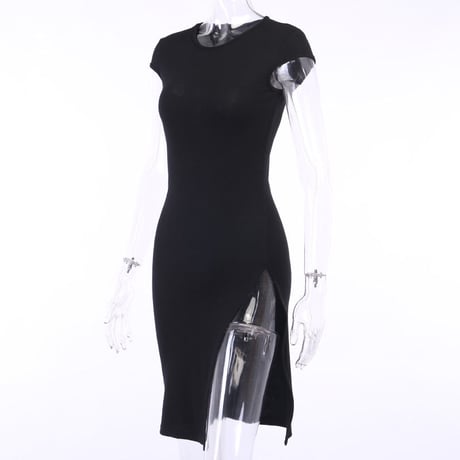 3色 Side Slit One-Piece Dress