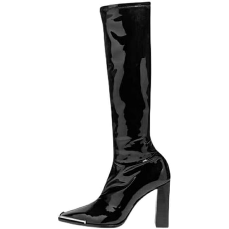 エナメル ロングブーツ