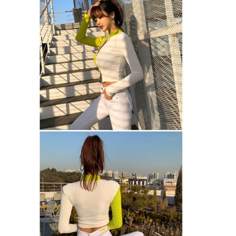 2色 Two-Tone Zipper トップス