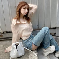 Zipper cut out Denim Pants