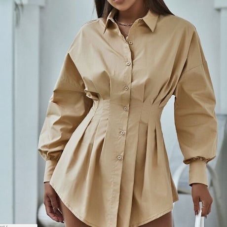 4色 シャツ ドレス Dress One-piece