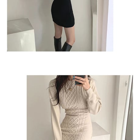 3色 Cutting Knit Dress