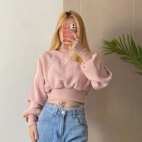 Pinky パイル ハイネック Top
