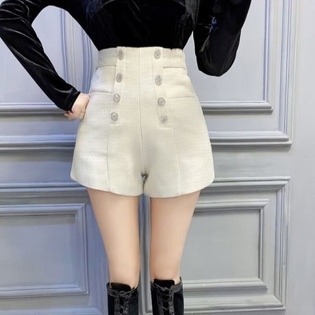 ハイウエスト ツイードパンツ