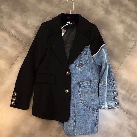アシンメトリー ハンサム デニムジャケット