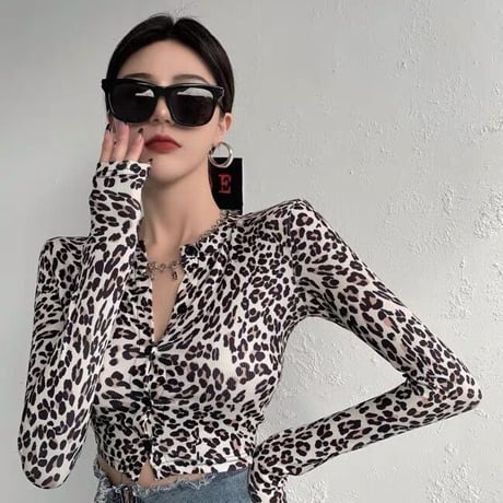 Leopard ボタンダウン Top