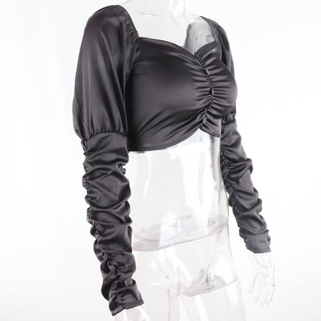 サテン ギャザー Top