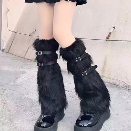 2色 Y2K ファーレッグウォーマー