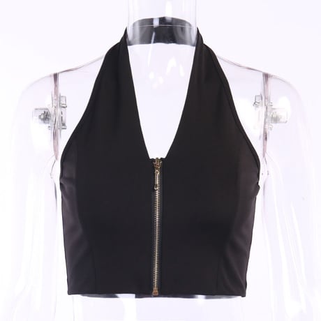 2色 Front Zipper Top
