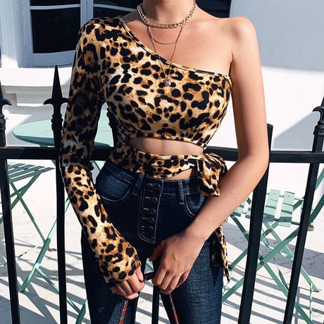 Half shoulder  Leopard Cut Top