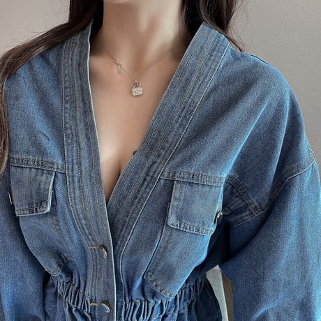 V neck Denim Jacket