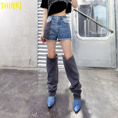 Patch-work Separated Denim Pants