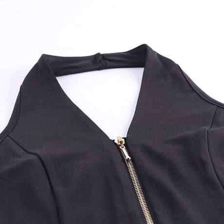 2色 Front Zipper Top