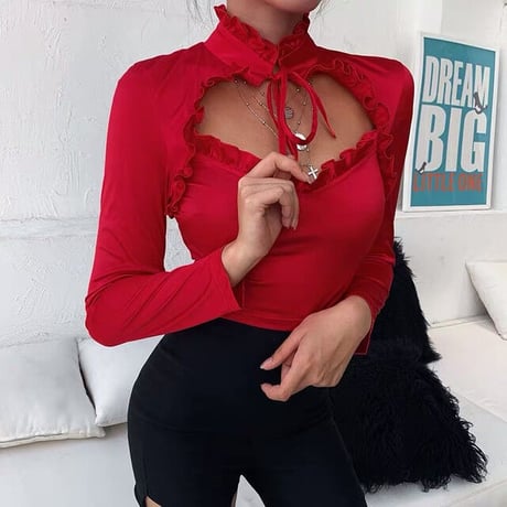 2色 Mini Frill Cut out Top