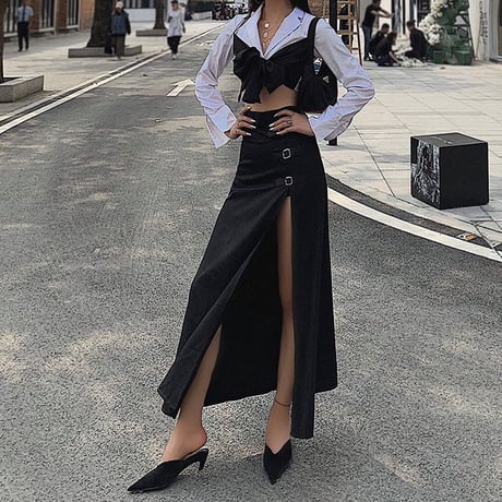 Sexy side Slit ロングスカート